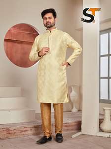 Royal Export Surat Gujarat Fabricante Jacquard Seda Hombres Boda Kurta con pijama de seda Ropa india y pakistaní - Product Image 2