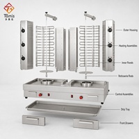 Mesin Shawarma Listrik Komersial Daya Tinggi 16.2 KW Double Spit Stainless Steel Pemanggang Kebab Doner 220V