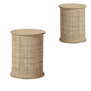 Wholesale Price Round Rattan Wicker Coffee Table Side Table Bed Side with <b>Solid</b> <b>Wood</b> Home Furniture Handmade From Indonesia - Product Image 1
