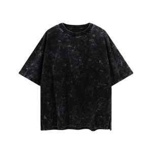 Camisetas de Punto Extra Grandes para Hombre, Estilo Vintage, Lavado Ácido, Cómodas para Verano, 100% Algodón, Cuello Redondo, Transpirables, de Secado Rápido, a la Moda - Product Image 1