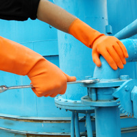 Guantes DE SEGURIDAD Naranja Guante de goma resistente al agua. Guantes de trabajo de látex de buena abrasión para uso industrial (Oferta de lote de existencias)