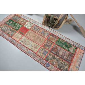 พรมตุรกีโบราณสีเบจ2,8X7ฟุตแบบคลาสสิกผ้าขนสัตว์และเส้นใยเหนียวลายเย็บปะด้านหลังสำหรับวัยรุ่น - Product Image 4