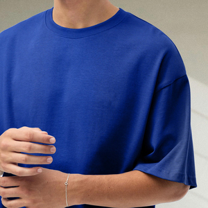 2025 camiseta de gran tamaño con hombros caídos y logotipo personalizado, camiseta de verano de alta calidad con cuello redondo, ropa de calle holgada para hombres - Product Image 2