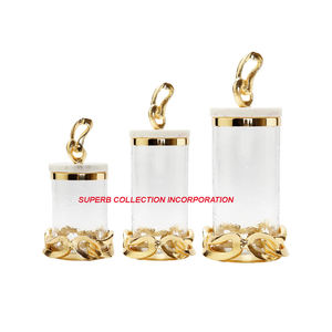 Gold and Glass Metal <b>Canister</b> <b>Sets</b> of 3 Top Selling and High Quality - Product Image 6