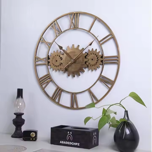Azora Industries, reloj decorativo de pared de Metal de estilo antiguo con pantalla de aguja de hierro de una sola cara, venta al por mayor, diseño Art Deco de cuarzo - Product Image 4