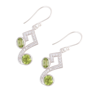 925 Sterling Silver Elegant <b>Handmade</b> Green Peridot <b>Earrings</b> New Design Drop <b>Earrings</b> for Party Hot Popular Gift for Her - Product Image 2