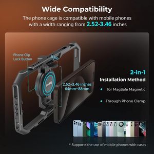 <span class=keywords><strong>Kit</strong></span> Gabbia Universale a Sgancio Rapido SmallRig Basic per Smartphone, <span class=keywords><strong>Kit</strong></span> Rig Video in Alluminio con Doppia Impugnatura e Controllo Wireless - Product Image 2