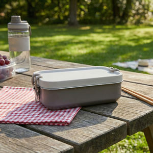 Boîte à lunch bento en acier inoxydable et silicone de qualité alimentaire <span class=keywords><strong>EasyLife</strong></span>, <span class=keywords><strong>2</strong></span> compartiments, couvercle à clip, capacité de 850 ml, design empilable - Product Image 3