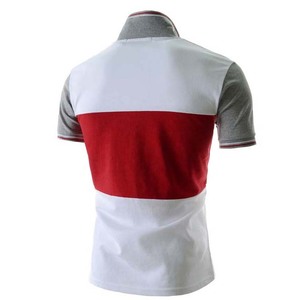 เสื้อผ้าบล็อกสีสำหรับผู้ชาย เสื้อเชิ้ตผ้าฝ้ายถัก 100% แห้งเร็ว ระบายอากาศดี ผ้าสำหรับฤดูร้อน ปกเสื้อแบบพับได้ ลดราคา - Product Image 2