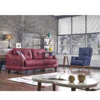 Canapé trois places en bois Miranda Chesterfield – Design européen moderne de luxe, modulaire, pour appartement, hôtel, entrepôt, salon