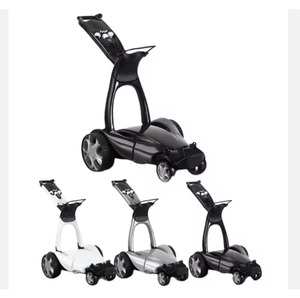 Foldable Three-Wheel Electric Golf <b>Trolley</b> Stainless Steel <b>Platform</b> Adjustable Design Metallic Black 150kg Load Capacity Ready - Product Image 2