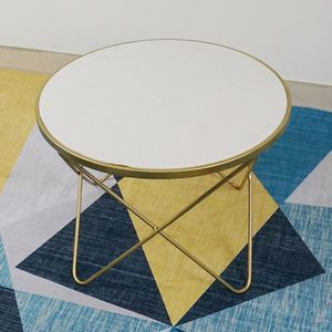 Modern Tempered Glass <b>Sofa</b> <b>Table</b> with 4 V-Shaped Legs in Gold Finish and White Marble Top - Product Image 3