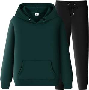 Venta al por mayor personalizable de los hombres casuales de 2 piezas de manga larga chándal de lana transpirable con capucha chándales pantalones largos para el invierno - Product Image 5