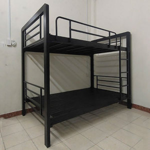 Industrial-Style <b>Portable</b> Adult Bunk <b>Beds</b> with Box Spring and Black Glossy Finish for Home & Hotel Use - Product Image 1