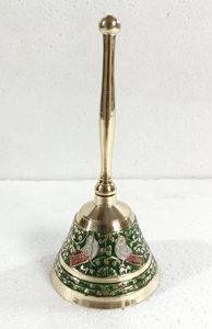 Campana de Mano Grabada de Latón, Campana Decorativa de Latón, Color Azul, Hecha a Mano, India, Suministros Navideños PARA EL Hogar, Venta Al por Mayor - Product Image 3