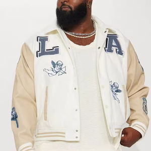 Veste universitaire décontractée pour homme, 100 % coton, broderie sur le devant, style streetwear, service OEM ODM personnalisé de haute qualité en gros - Product Image 5