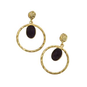 Pendientes de Latón de Moda para Exportación, Venta al por Mayor, Piedra Semipreciosa Natural, Textura Mate de Latón, Sin Níquel, Duraderos, Premium, Listos para B2B - Product Image 2