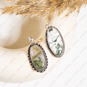 Pendentif Cabochon en Agate Mousse Tendance en Gros – Cristaux de Guérison Premium pour la Méditation, Bijoux et Tenues de Soirée à Prix de Gros - Product Image 1