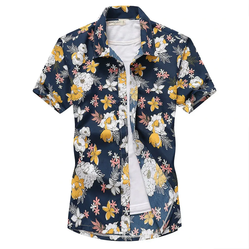 2022 Casual Floral Beach Men's Shirt Summer Short Sleeve Hawaiian Shirts For Men Plus Size Quick Dry Tee Shirt Men Clothes