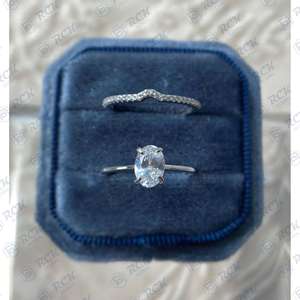 1.00 CTW ovale coupe classique broche réglage ensemble de mariée bague Moissanite pour femmes/cadeau d'anniversaire 18K or massif - Product Image 2