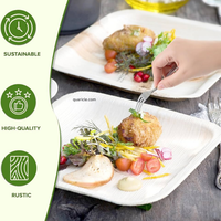Assiettes carrées jetables en fibre d'arec naturelles de qualité supérieure, robustes, 10"/9"/8"/7"/6"/5"/4", compostables, biodégradables, écologiques, pour fêtes