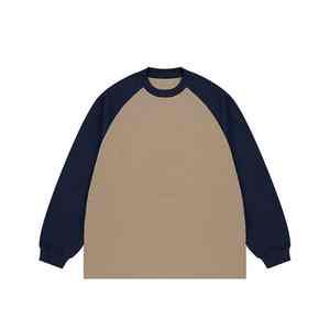 Camiseta de Manga Larga para Hombre, Estilo Moderno, Primavera, Nuevo Diseño, Manga Raglán con Contraste Intenso, 265g, Diseño Liso, 100% Algodón - Product Image 2