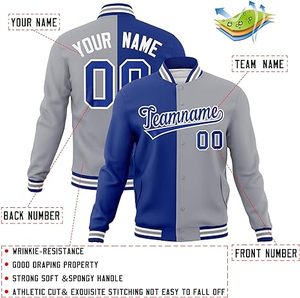 Chaqueta Varsity de Béisbol Reversible de Poliéster 100% con Logotipos Estampados en Relieve Personalizados de Alta Calidad, Tallas Grandes - Product Image 4
