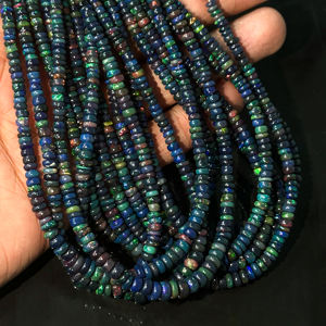 Perles rondes lisses en opale éthiopienne noire flashy 3mm-5mm, perles de pierres précieuses en opale noire naturelle pour la fabrication de bijoux par le fabricant - Product Image 5