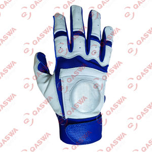 Gants de frappe de baseball en cuir de vachette de qualité supérieure Design personnalisé blanc et bleu - Product Image 1