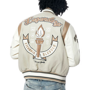 Nouvelle veste universitaire en cuir brodée en chennille respirante, style streetwear d'hiver pour hommes - Product Image 3