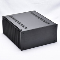 Services d'usinage CNC OEM ODM coque audio personnalisée avec dissipateur de chaleur châssis métallique boîtier de pile Hifi en aluminium anodisé noir