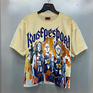 Qualité d'origine 100% coton Street Wear surdimensionné goutte épaule hommes à manches courtes Vintage imprimé t-shirt pour hommes - Product Image 2