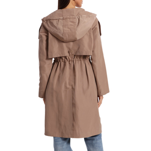 Femmes hiver surdimensionné simple boutonnage cordon taille veste à glissière résistant à l'eau Trench manteau respirant capuche cachemire Plus - Product Image 3