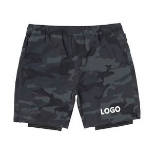 Personalizado de talle alto Casual Patchwork Cargo Jogger negro Camo hombres gimnasio pantalones cortos de compresión con bolsillos DDP envío - Product Image 1