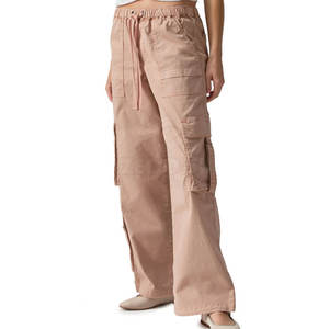 Pantalon cargo plat respirant pour femmes professionnelles, design de logo personnalisé, taille mi-haute pour l'été - Service OEM disponible - Product Image 4