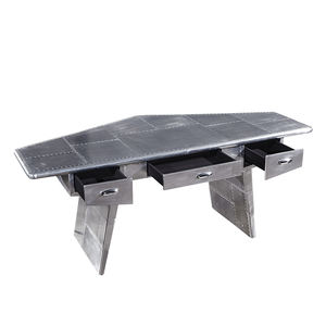 เครื่องบินขับไล่อลูมิเนียมเครื่องบินสไตล์นักบินปีกเครื่องบินอุตสาหกรรมยุคกลางศตวรรษที่โต๊ะเขียนหนังสือเฟอร์นิเจอร์ตกแต่งบ้านสำนักงาน - Product Image 2