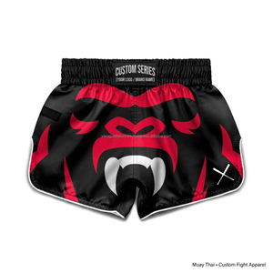Heavy Duty Custom Brand <b>Name</b> Muay Thai Boxing Shorts Premium Satin Fight Apparel Symmetrically Designed Pattern Sublimation - Product Image 2