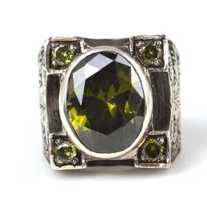 Bijoux faits à la main en argent 925 avec pierre péridot ovale sertie dans un cadre, pour un usage quotidien, Erkek Yzk - Product Image 4