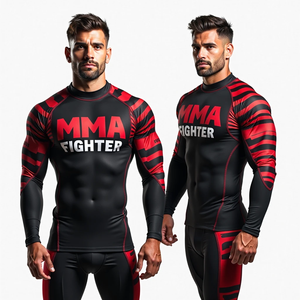Get Custom Compression Fit Rash Guard Long Sleeve Anti-UV Fabric Stretch Design Jiu Jitsu <b>Kimono</b> for Get Custom MMA Martial Arts - Product Image 2
