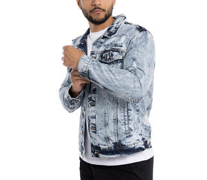 Chaqueta Vaquera Casual 100% Algodón Lavada, Secado Rápido, Transpirable, Diseño Sólido, Estilo Formal con Botones, Chaqueta Vaquera Lavada para Hombre - Product Image 5