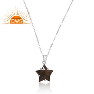 Collier de meilleure qualité en argent sterling fin avec pendentif en obsidienne en forme d'étoile et de pierre précieuse Bijoux personnalisés pour femmes - Product Image 2