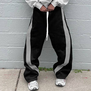 กางเกงแทร็คแพนท์ลายทางลำลองผ้าแคนวาสทรงโอเวอร์ไซส์ทรงแบ็กกี้จ็อกเกอร์ทรงขาบาน กางเกงแทร็คแพนท์คุณภาพดีที่สุด กางเกงสเวตแพนท์ทรงตรงโค้งสำหรับผู้ชาย - Product Image 4