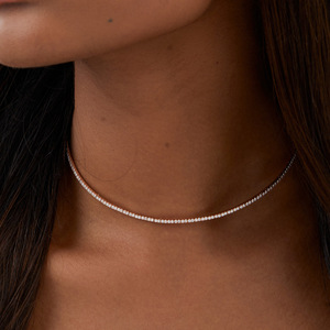 สร้อยคอลวดเพชรที่ยืดหยุ่นได้สีกุหลาบและสีเหลือง14K 18K ได้รับการรับรองจากห้องปฏิบัติการโกลด์ของขวัญครบรอบการปลูกเครื่องประดับขายส่ง-DS0330
