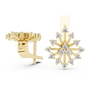 Round Moissanite Floral Starburst <b>Stud</b> Earrings 925 <b>Sterling</b> <b>Silver</b> Collet Set 30-Stone - Product Image 6