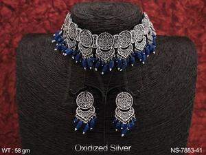 นักออกแบบชุบเงินออกซิไดซ์ที่สวยงามสไตล์แฟนซีจับกลุ่มมุกปาร์ตี้สวมชุดสร้อยคอสไตล์เค้นคอ - Product Image 6