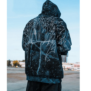 2025 plus récent Style tout imprimé 350gsm poids lourd hiver hommes polaire lavage à l'acide sweats à capuche écologique Durable respirant WAKIN - Product Image 2