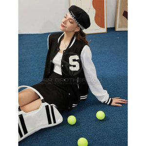 Veste universitaire pour femmes Classic Slim Fit Bomber Baseball Jacket for Winter Fashion and Daily Street Look - Product Image 5