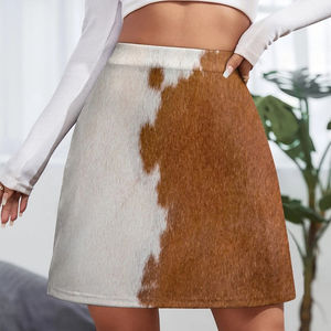 Jupe en cuir de vachette de qualité supérieure, style streetwear professionnel, nouveau design, couleur unie, coupe ajustée, décontractée - Product Image 5