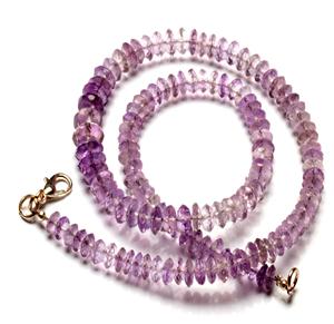Piedra preciosa natural amatista 6 a 8mm tamaño alemán corte Rondelle cuentas 16 "collar de piedra - Product Image 3