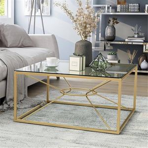 Table basse en verre moderne avec cadre en métal, noir - Product Image 3